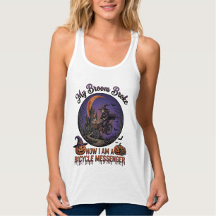 Besen Brach Fahrrad Kurier Hexe Halloween Mond Tank Top