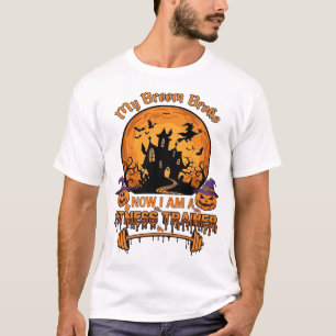 Besen Brach Halloween Fitness-Trainer Hexe Kürbis T-Shirt