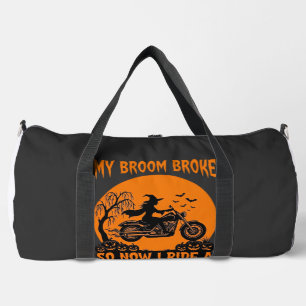Besen Brach Halloween Hexe Motorrad Fledermäuse Kü Duffle Bag