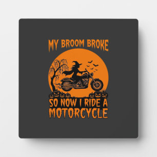 Besen Brach Halloween Hexe Motorrad Fledermäuse Kü Fotoplatte