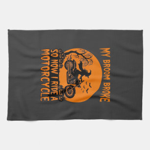 Besen Brach Halloween Hexe Motorrad Fledermäuse Kü Geschirrtuch