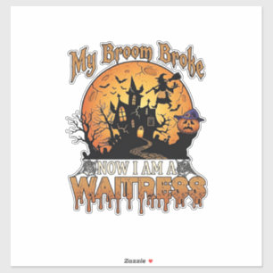 Besen Brach Kellnerin Halloween Hexe Spukhaus Aufkleber