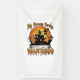 Besen Brach Kellnerin Halloween Hexe Spukhaus Banner