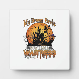 Besen Brach Kellnerin Halloween Hexe Spukhaus Fotoplatte