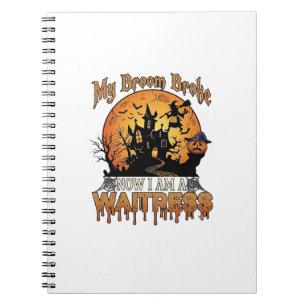 Besen Brach Kellnerin Halloween Hexe Spukhaus Notizblock
