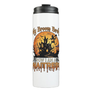 Besen Brach Kellnerin Halloween Hexe Spukhaus Thermosbecher