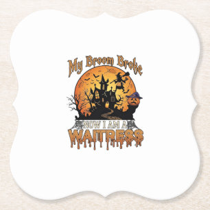 Besen Brach Kellnerin Halloween Hexe Spukhaus Untersetzer