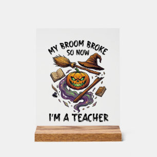 Besen Brach Lehrer Halloween Kürbis Hexenhut Bo Acrylschild