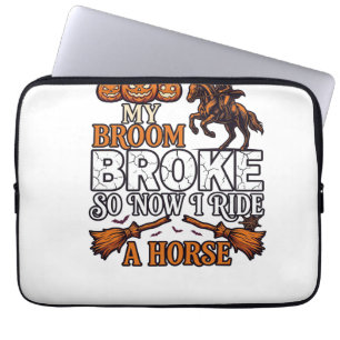 Besen Brach Reiten Pferd Kürbis Cowboy Fledermäuse Laptopschutzhülle