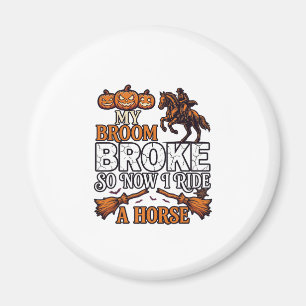 Besen Brach Reiten Pferd Kürbis Cowboy Fledermäuse Magnet