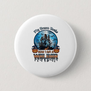 Besen Brach Schweißer Hexenfabrik Kürbisse Hallowe Button