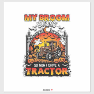 Besen brach Traktor Halloween Hexe Geister_1 Aufkleber