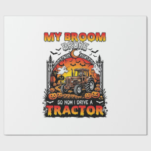 Besen brach Traktor Halloween Hexe Geister_1 Geschenkpapier