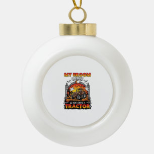 Besen brach Traktor Halloween Hexe Geister_1 Keramik Kugel-Ornament