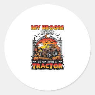 Besen brach Traktor Halloween Hexe Geister_1 Runder Aufkleber