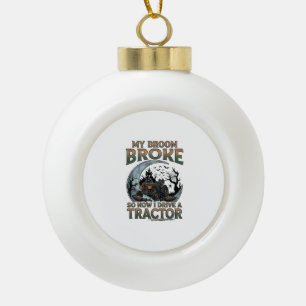 Besen Brach Traktor Kürbis Spukhaus Mond Keramik Kugel-Ornament