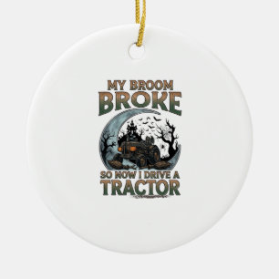 Besen Brach Traktor Kürbis Spukhaus Mond Keramik Ornament