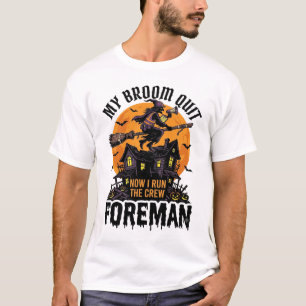 Besen brach Vorarbeiter Hexencrew Halloween-Design T-Shirt