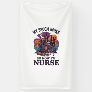 Besen Brachte Krankenschwester Halloween Hexe Spuk Banner