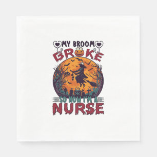Besen Brachte Krankenschwester Halloween Hexe Voll Serviette