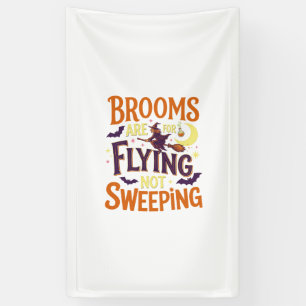 Besen fliegen fegend Halloween Hexe Mond Fledermäu Banner