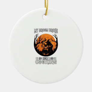 Besen Gebrochen Kochen Hexenkessel Vollmond Keramik Ornament