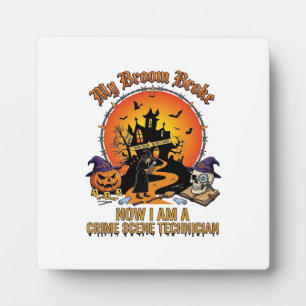 Besen Gebrochen Tatorttechniker Halloween Hexe Fotoplatte