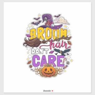 Besen Haar Dont Care Halloween Hexenhut Kürbis C Aufkleber