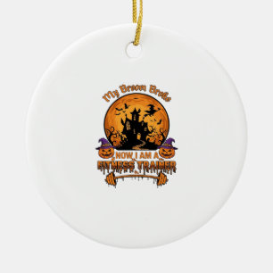 Besen kaputt Halloween Fitness-Trainer Hexe Kürbis Keramik Ornament