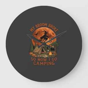 Besen kaputt Halloween Hexe Camping Zelt Lagerfeue Große Wanduhr