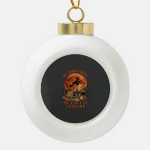 Besen kaputt Halloween Hexe Camping Zelt Lagerfeue Keramik Kugel-Ornament
