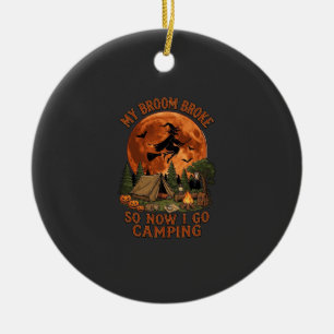 Besen kaputt Halloween Hexe Camping Zelt Lagerfeue Keramik Ornament