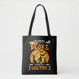 Besen kaputt, jetzt wird Halloween quilted Tasche