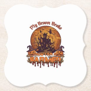 Besen kaputter Bauer Halloween Hexe Spukhaus P Untersetzer