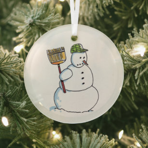 Besen-Schneemann runder Glas-Schmuck Ornament Aus Glas