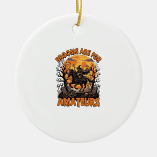 Besen sind Amateur-Halloween-Hexenpferd-Mond-Grab Keramik Ornament