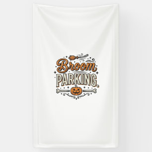 Besenparkplatz Halloween Vintage Hexenvektor-Desig Banner