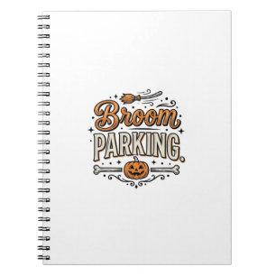 Besenparkplatz Halloween Vintage Hexenvektor-Desig Notizblock