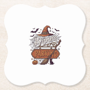 Besenschwarzer Halloween-Hexenhut-Besenstiel Untersetzer