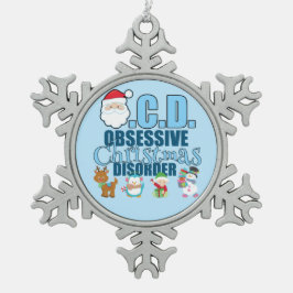 Besessene Weihnachtsstörung (blau) Schneeflocken Zinn-Ornament