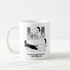Besetzt Ehefrau während Idle Husband Erholungen. F Kaffeetasse