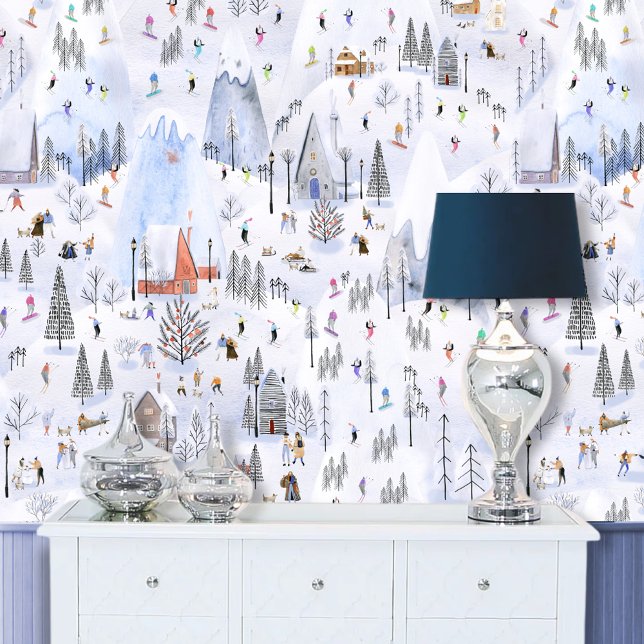 Besetzt Snowy Mountain Alpendorf Tapete (Von Creator hochgeladen)