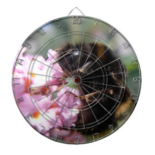 Besetzte Bumblebee und rosa Blume Dart Board Dartscheibe