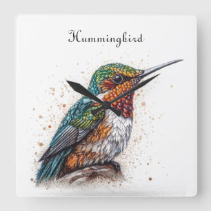 Besetzte Kolibri-Serenade, individuell Quadratische Wanduhr