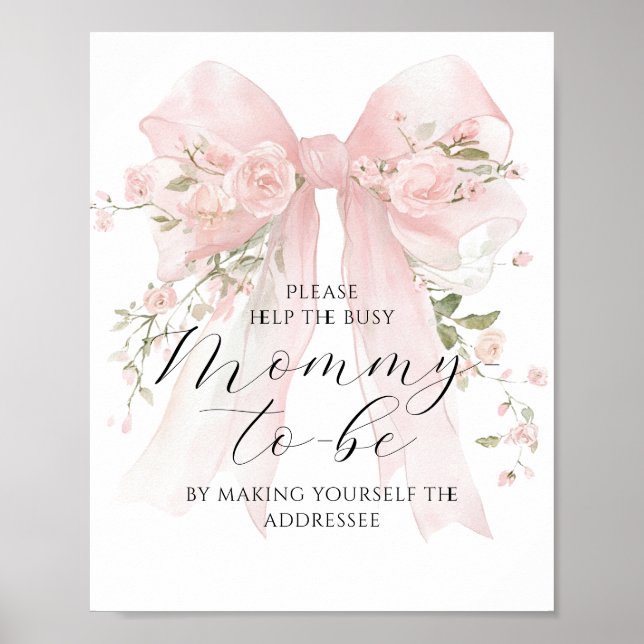 Besetzte Mama Ansprache Floral Bow Girl Babydusche Poster (Vorne)