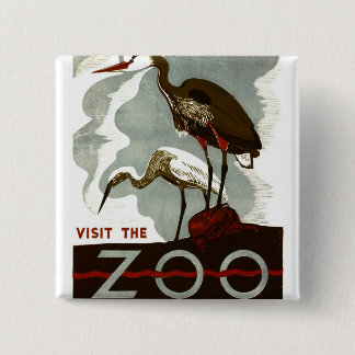 Besichtigen Sie den Zoo - WPA-Plakat - Button