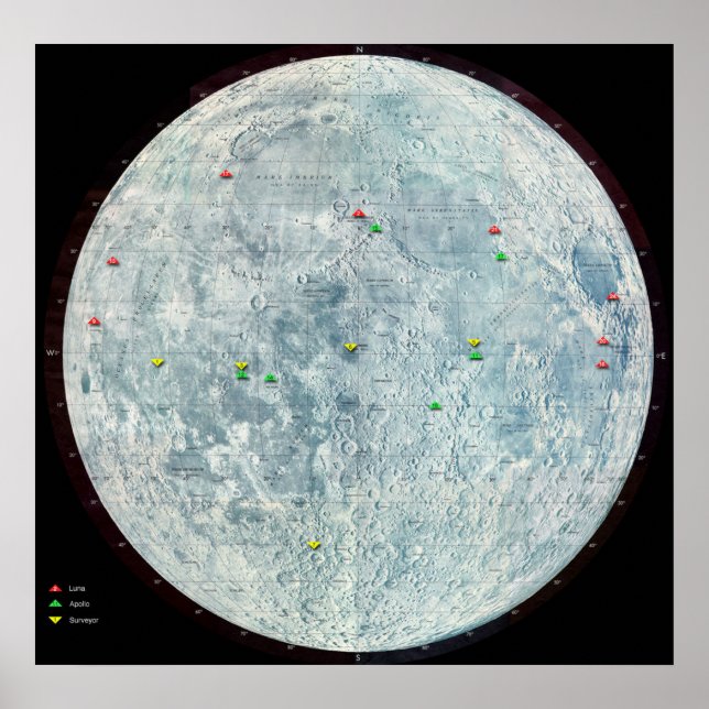 Besichtiger Apollo und Luna Moon-Missionen Poster (Vorne)