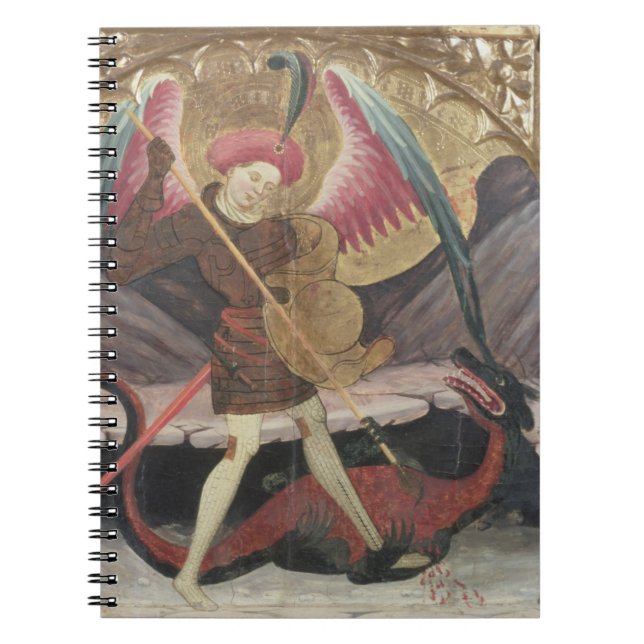Besiegendes Übel St Michael, c.1480 (Tempera auf Notizblock (Vorderseite)