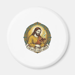 Besiegter Jesus raucht verbrannte Toast Frühstück Magnet