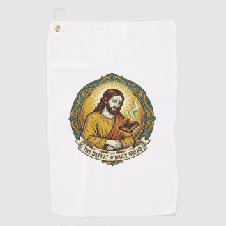 Besiegter Jesus raucht verbrannten Toast Frühstück Golfhandtuch